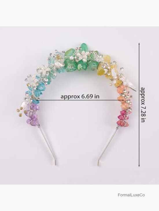 Raw Crystal Headband with Pearl Rhinestone Quartz Fairy Goddess Bridal Headwear main image 5